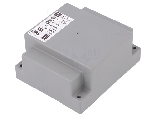 Transformator: ingegoten; 40VA; 115VAC,230VAC; 12V; 12V; 1667mA Transformator: ingegoten; 40VA; 115VAC,230VAC; 12V; 12V; 1667mA